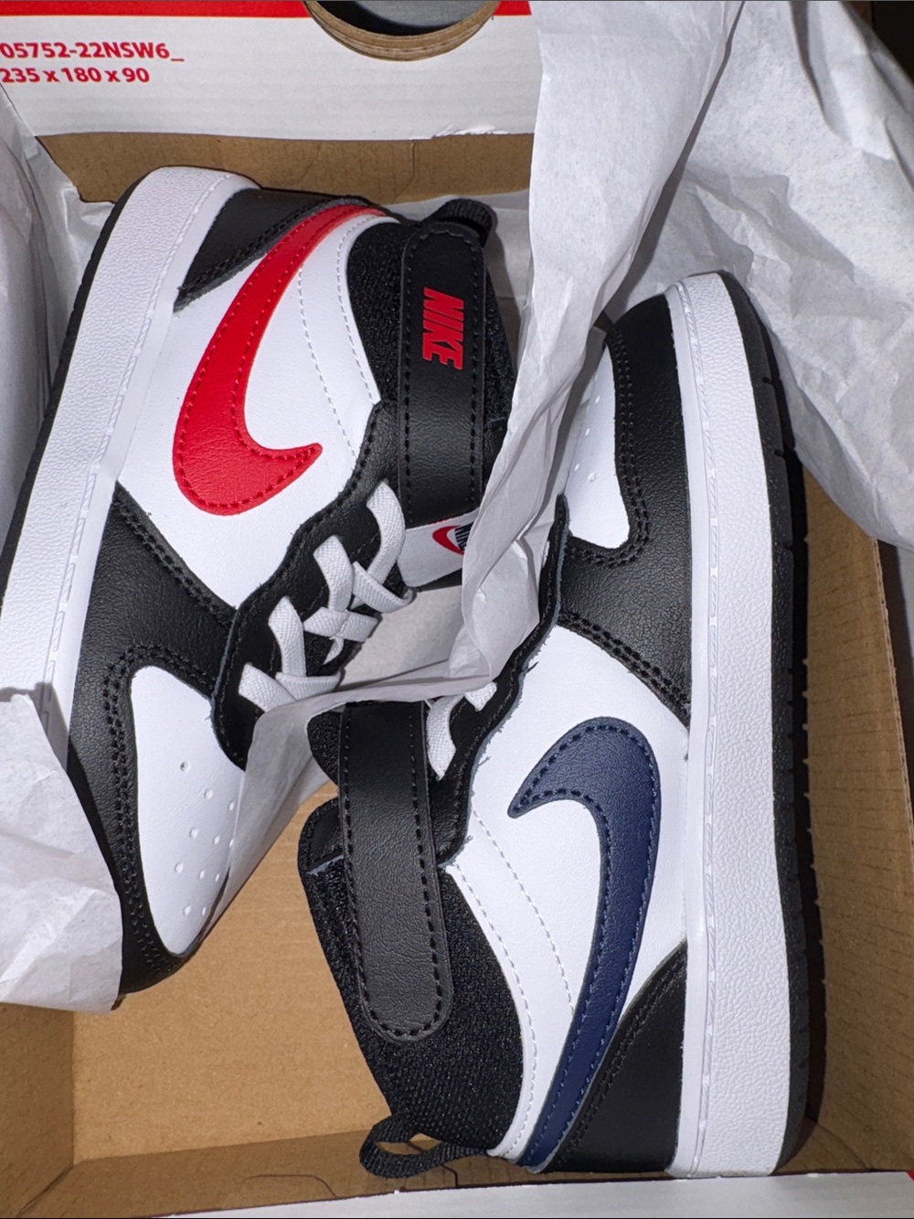Nike Kids Low-Top Sneakers in Black, White, Red & Navy
